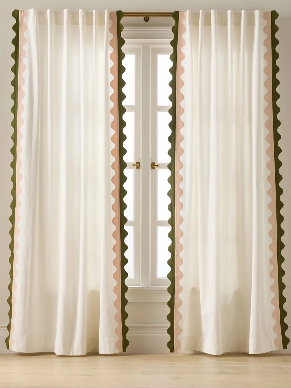 Anthropologie Scalloped Cotton Curtain 1 Panel